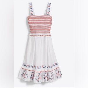 DRAPER JAMES Taylor Smocked Dress in Embroidered Floral Camellia Size S